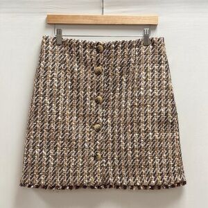 Ann Taylor Brown and Cream Tweed Mini Skirt